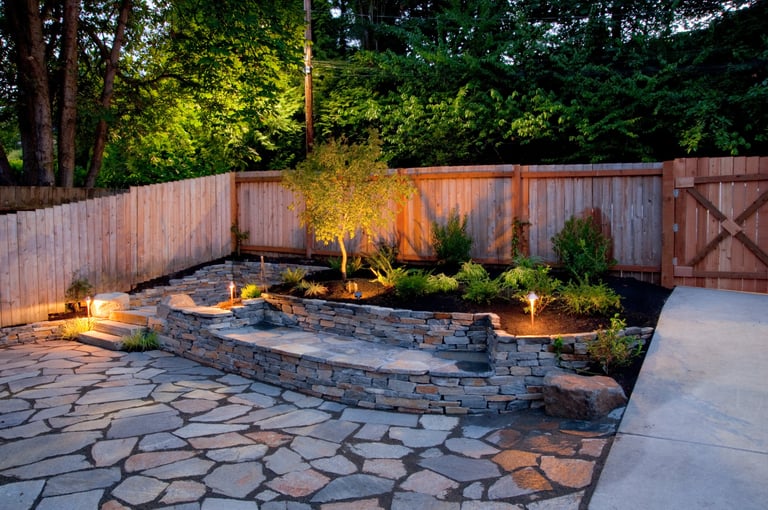 Elegant backyard patio with landscaping design